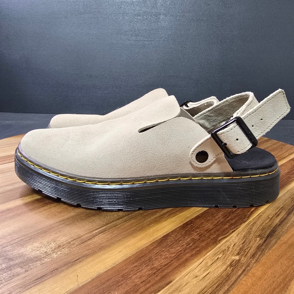 Dr. Martens Carlson Mules Mens 9 Womens 10 Beige Suede Slingback Clogs Gorpcore
